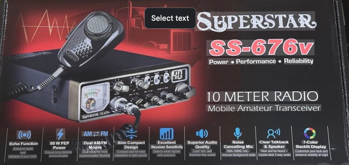 Ranger SuperStar SS-676V Slim 80 Watt 10-Meter Radio AM / FM/ PA Modes BRAND NEW
